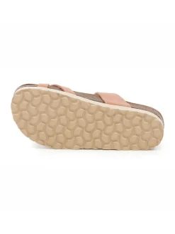 Leren teenslippers lichtroze