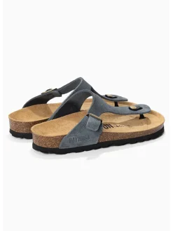 Leren teenslippers "Mercure" grijs