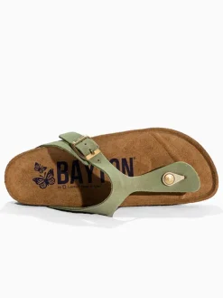 Leren teenslippers "Mercure" lichtgroen