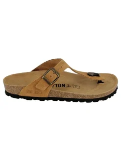 Leren teenslippers "Mercure" lichtbruin