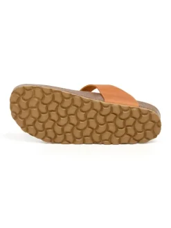 Leren teenslippers oranje