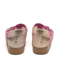 Leren teenslippers roze
