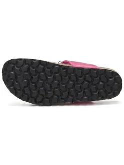Leren teenslippers roze