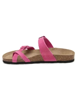 Leren teenslippers roze