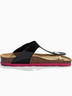Leren teenslippers "Singapore" zwart