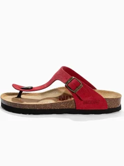 Leren teenslippers "Singapore" rood