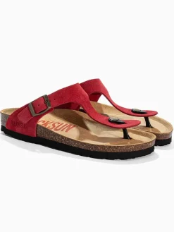 Leren teenslippers "Singapore" rood