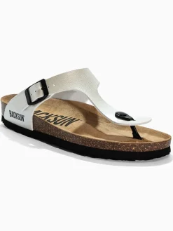 Leren teenslippers "Singapore" crème