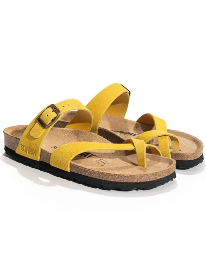 Leren teenslippers "Tulipe" geel