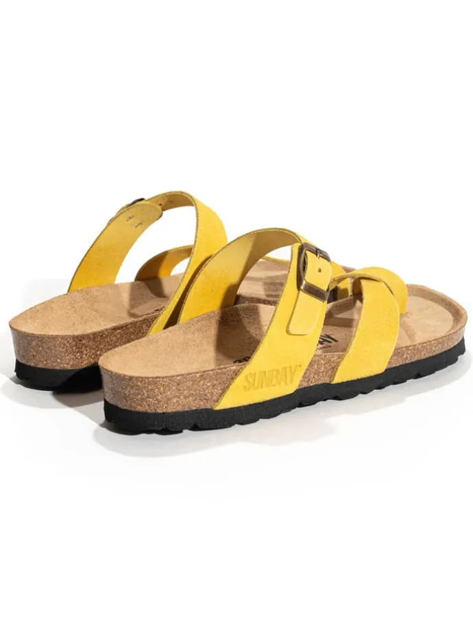 Leren teenslippers "Tulipe" geel