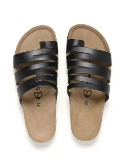 Leren teenslippers zwart