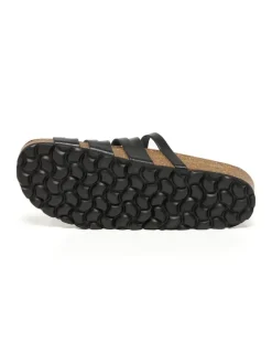Leren teenslippers zwart