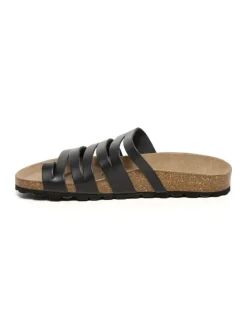 Leren teenslippers zwart