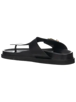 Leren teenslippers zwart