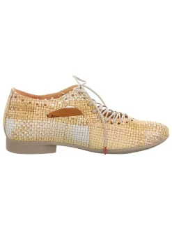 Leren veterschoenen beige