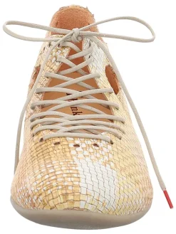 Leren veterschoenen beige