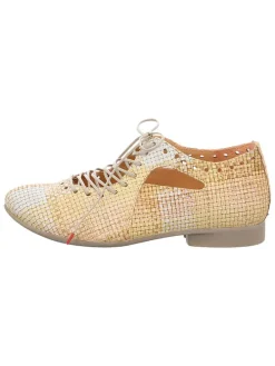 Leren veterschoenen beige
