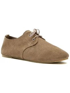 Leren veterschoenen beige/grijs