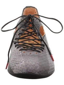 Leren veterschoenen grijs
