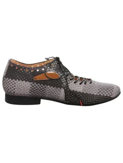 Leren veterschoenen grijs