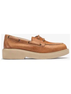Leren veterschoenen lichtbruin