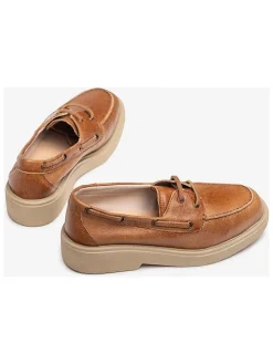 Leren veterschoenen lichtbruin