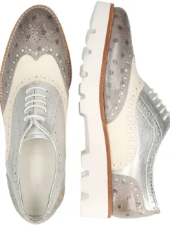 Leren veterschoenen "Molly 2" grijs/zilverkleurig/beige