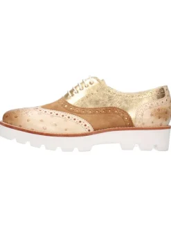 Leren veterschoenen "Molly 2" lichtbruin/goudkleurig/beige