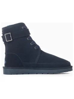 Leren winterlaarzen "Gayana" donkerblauw