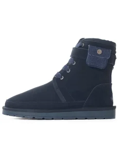 Leren winterlaarzen "Gayana" donkerblauw