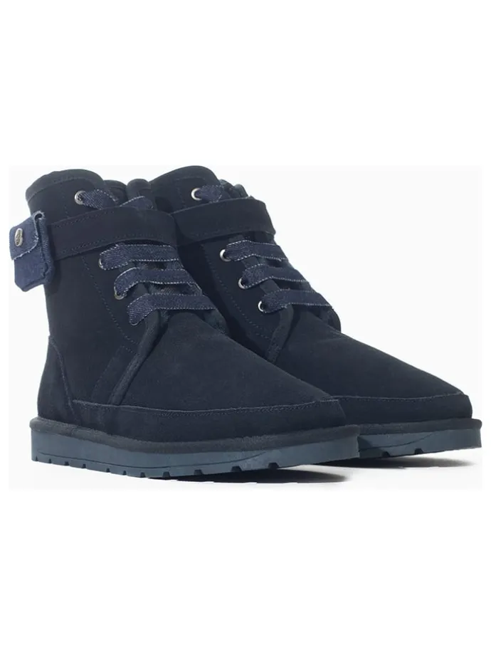 Leren winterlaarzen "Gayana" donkerblauw