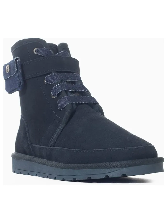 Leren winterlaarzen "Gayana" donkerblauw