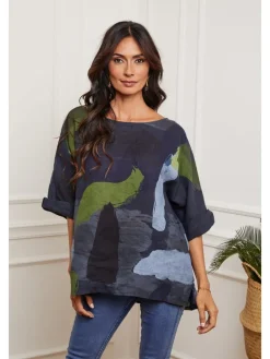 Linnen blouse donkerblauw
