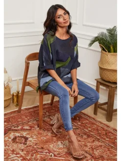 Linnen blouse donkerblauw