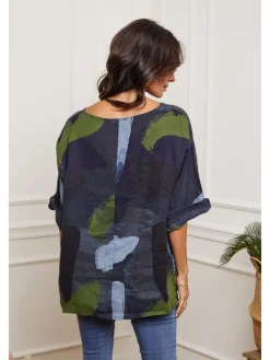 Linnen blouse donkerblauw