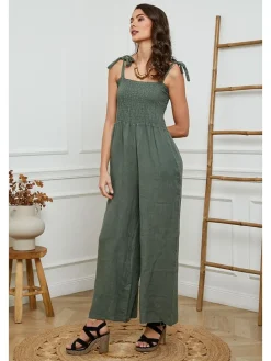 Linnen jumpsuit kaki