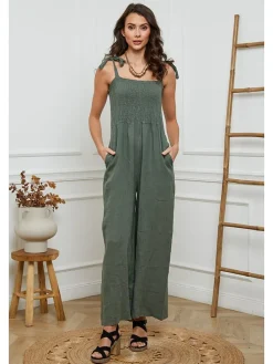 Linnen jumpsuit kaki