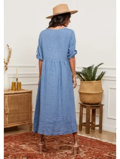 Linnen jurk blauw