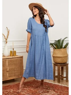 Linnen jurk blauw