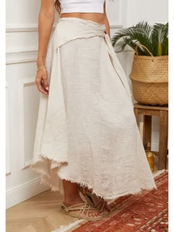 Linnen rok beige