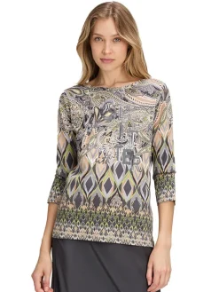 Longsleeve beige/antraciet/groen