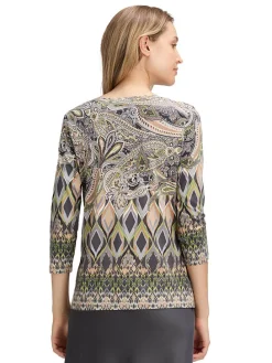 Longsleeve beige/antraciet/groen