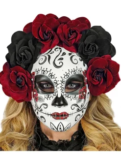Masker "DIA DE LOS MUERTOS" wit/zwart/rood