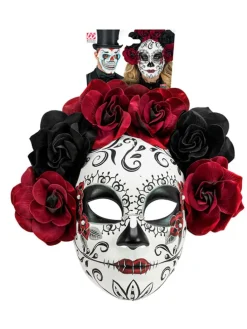 Masker "DIA DE LOS MUERTOS" wit/zwart/rood