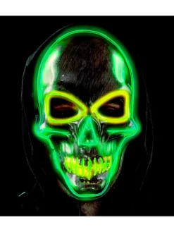 Masker "ZILVEREN DOODSHOOFDMASKER MET GEKLEURDE LEDS" meerkleurig