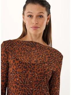 Mesh leopard dress lichtbruin