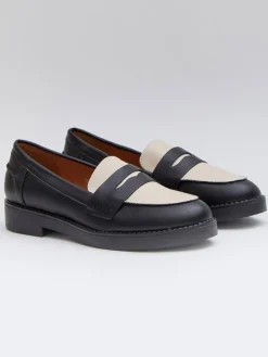 Mocassins zwart/crème