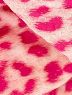 Mousseline-vierkante sjaal "Leo" lichtroze/fuchsia - (L)108 x (B)108 cm