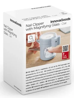 Nagelknipper grijs/wit - (H)10,5 x Ø 8,2 cm