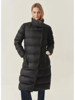 Omkeerbare wintermantel zwart/camel